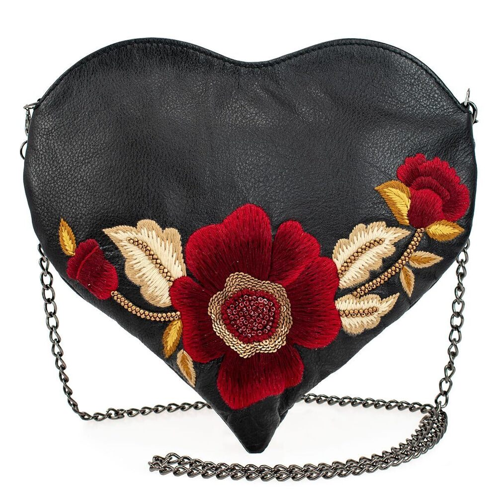 3360 Heartbeat Leather Crossbody Handbag, Black